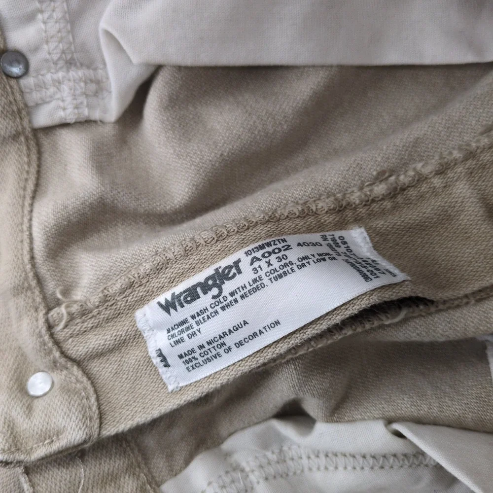 Wrangler Men's Regular Fit Denim Jeans Tan Beige Size 31x28 Casual Workwear